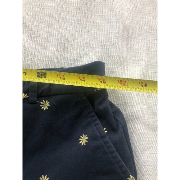 Jm Collection Embroidered Sunflowers Elastic Waist Capri Crop Pants Blue SZ 10 - Picture 6 of 9